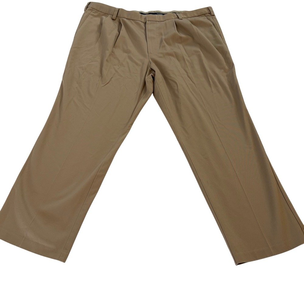 Dockers Mens Pleated Classic Fit Khaki Chinos Tan W44 L30 100% Cotton